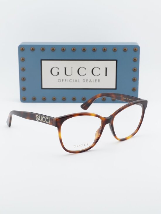Gucci GG0421O 002 Cat Eye Eyeglasses 55mm - Havana main image 7